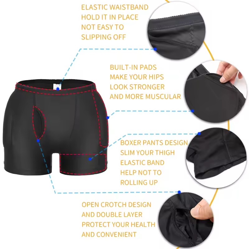 Men Padded Hip Enhancer Booty  - Boxer Brief Pack Cotton 리뷰 및 가격