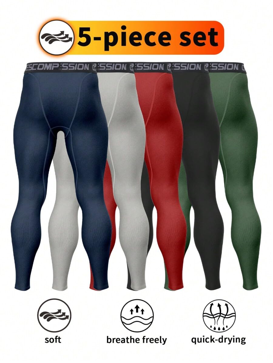 5pcs Men's Fitness Compression - Compression Long Pant 리뷰 및 가격