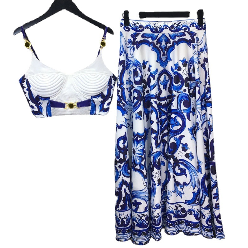 Summer Bohemain Blue And White - Suspender Tank Top 리뷰 및 가격
